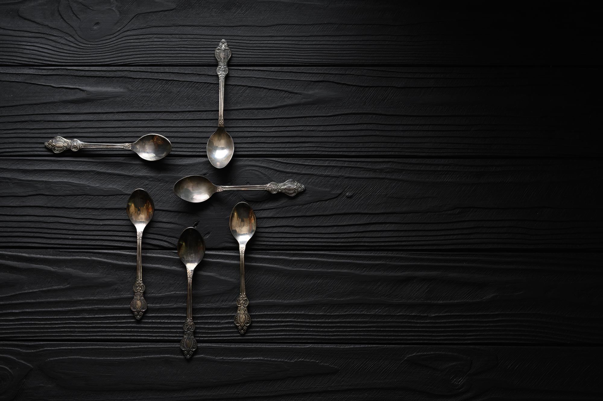 Tasting menu layout on black background